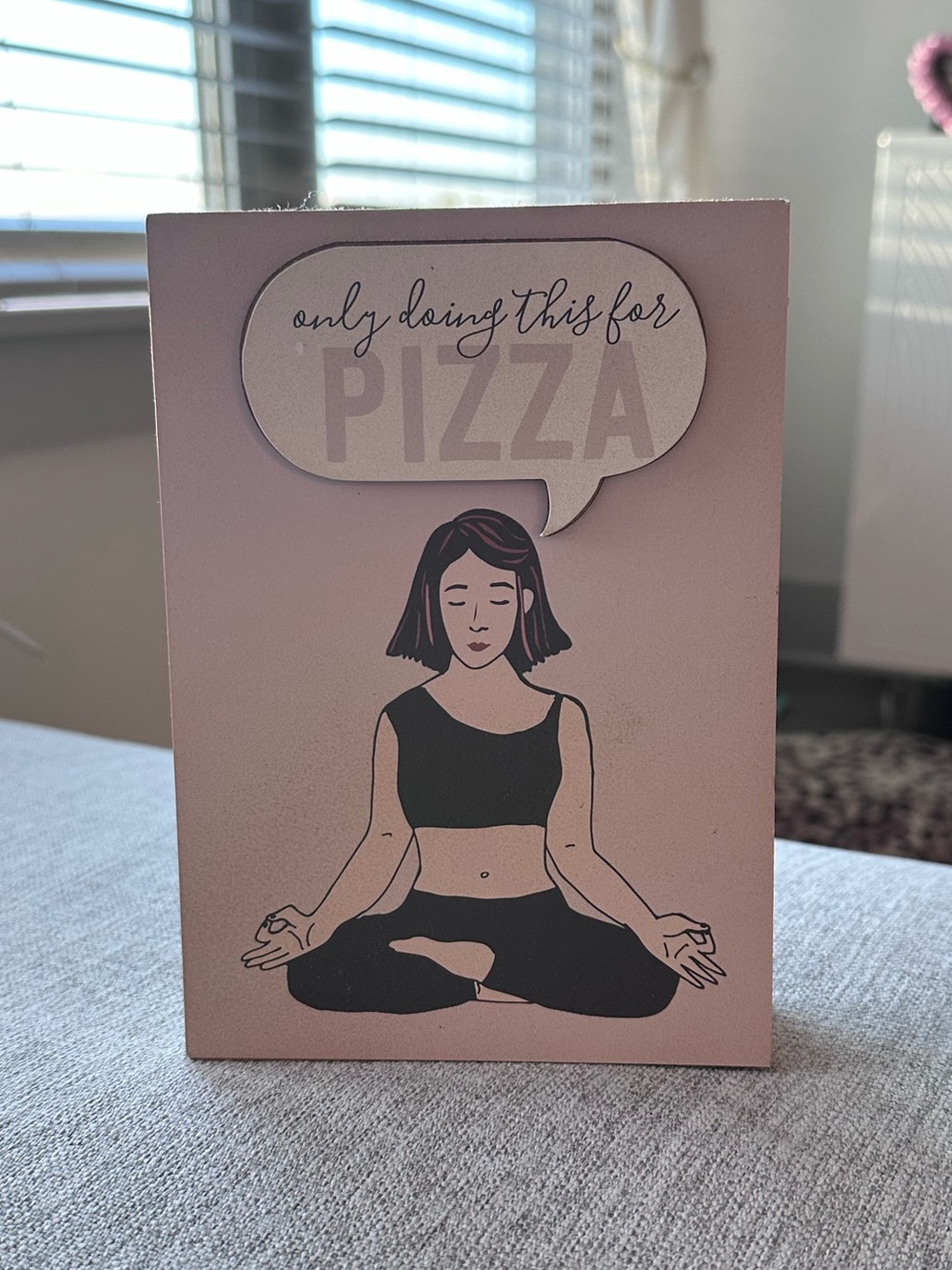 Francesca's Collections Pink Yoga Pizza Decorative Sign